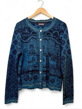 Catherine Andre Designer Merino Wool Alpaca Acrylic Seafaring Cardigan France